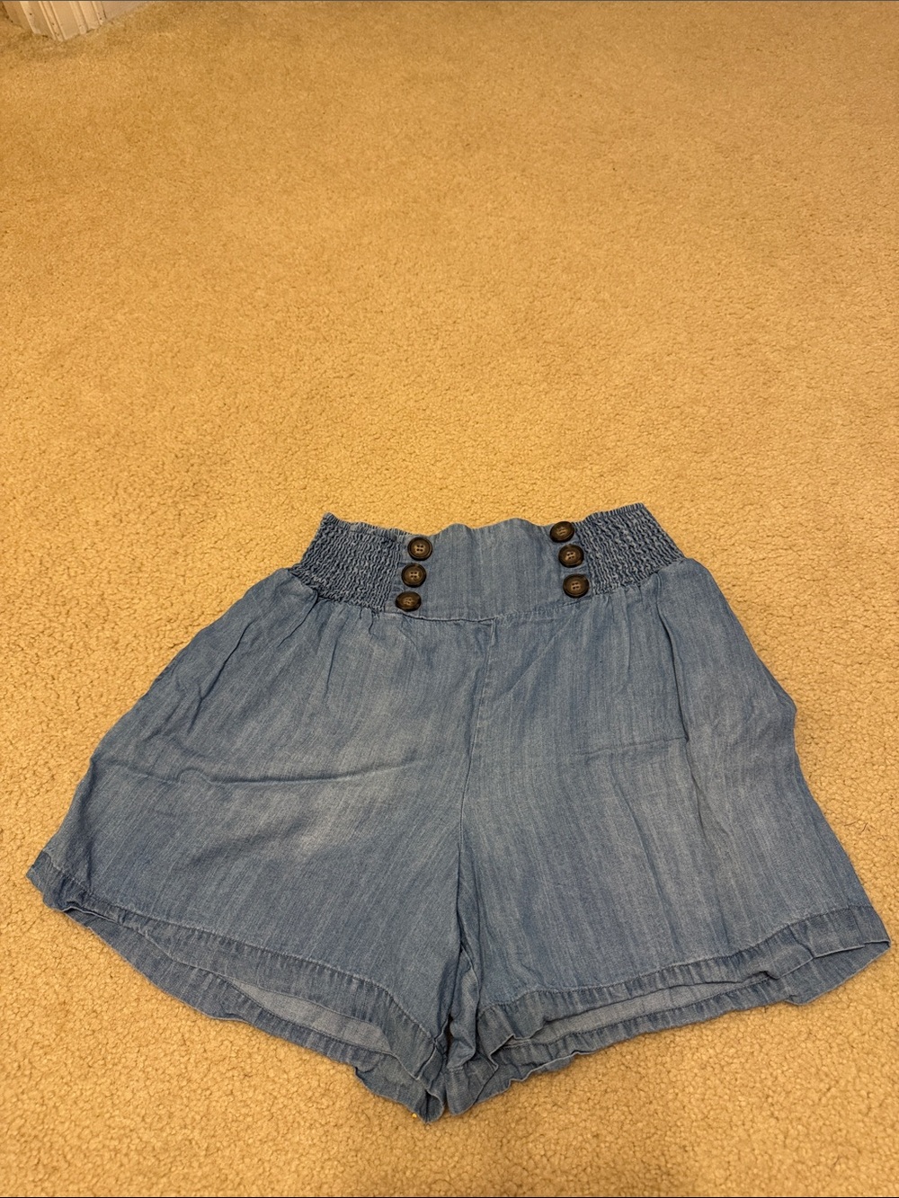 Smocked Waist Blue Women’s Casual Shorts
